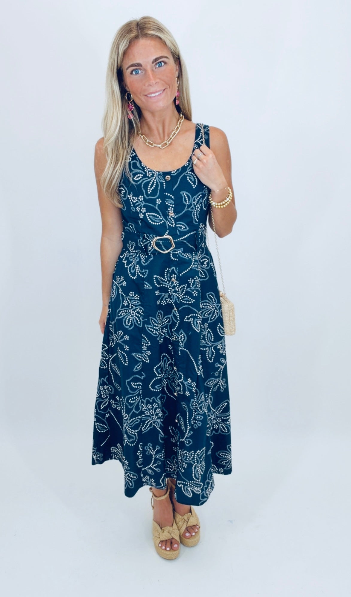Summer Social Midi Dress (navy)