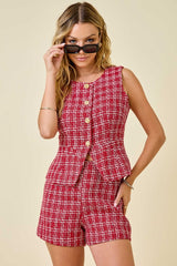 Tweed & Tinsel Short (red)