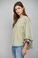 Pinstripe Perfection Blouse (olive green)