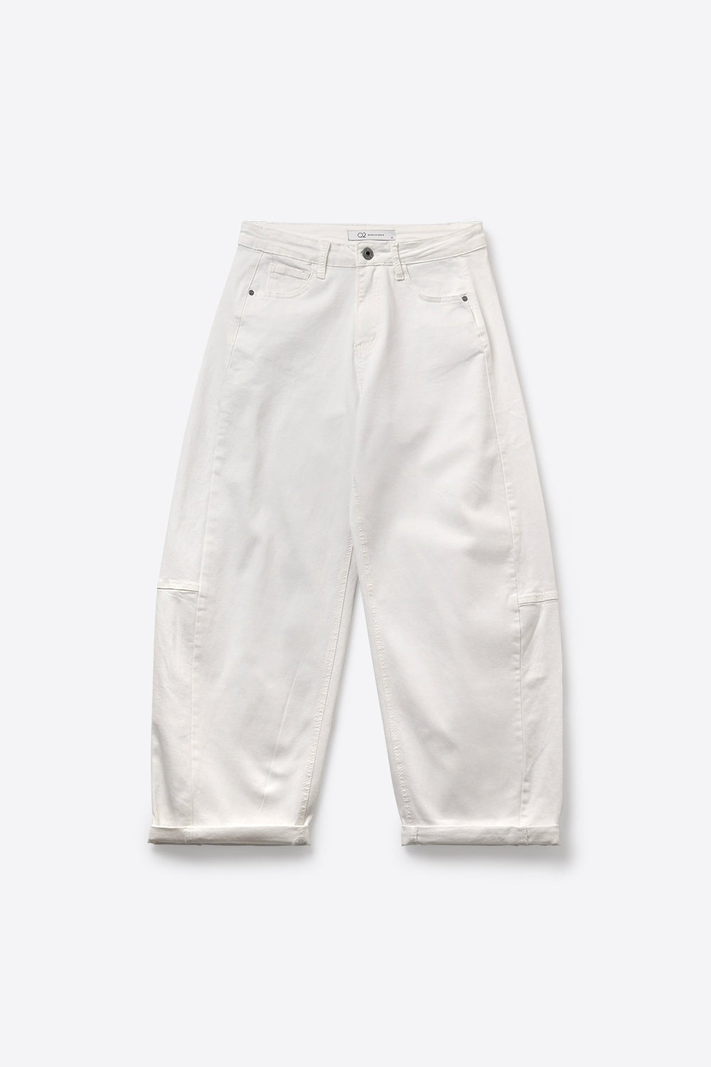 White Canvas Barrel Pant