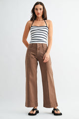 Twill Wide Leg Jean (vintage brown)