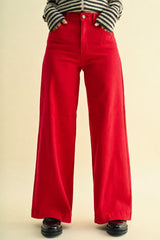 Clean Hem Wide Leg Jean (red)