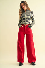Clean Hem Wide Leg Jean (red)