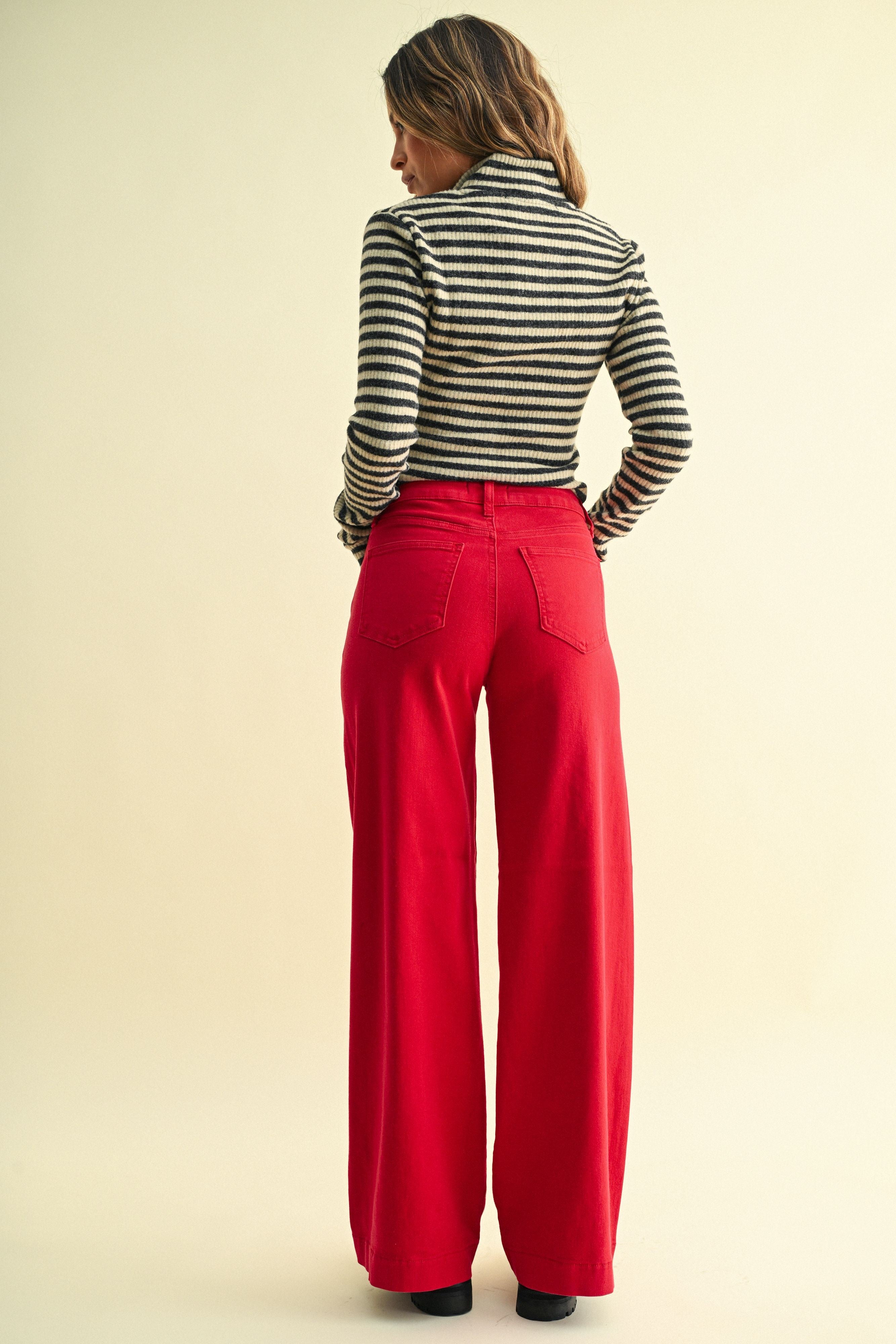 Clean Hem Wide Leg Jean (red)