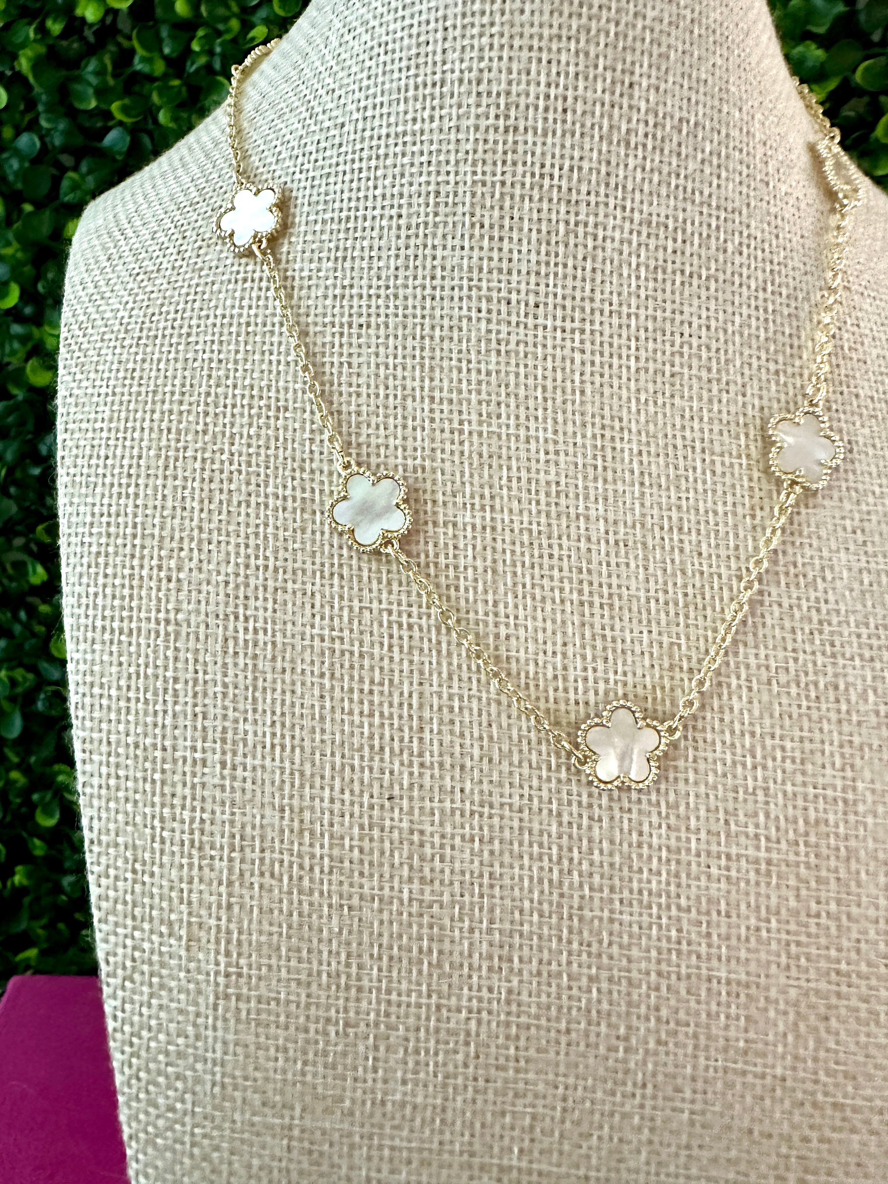 Pearl Clover Station Necklace