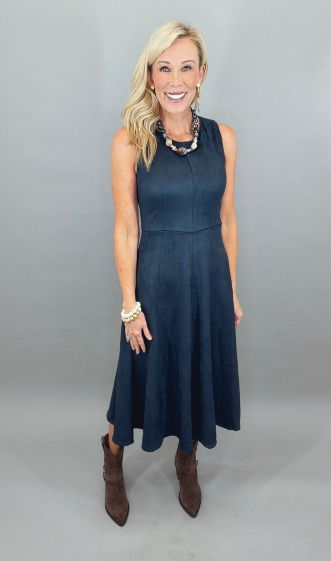 Suede to Order Dress (navy)