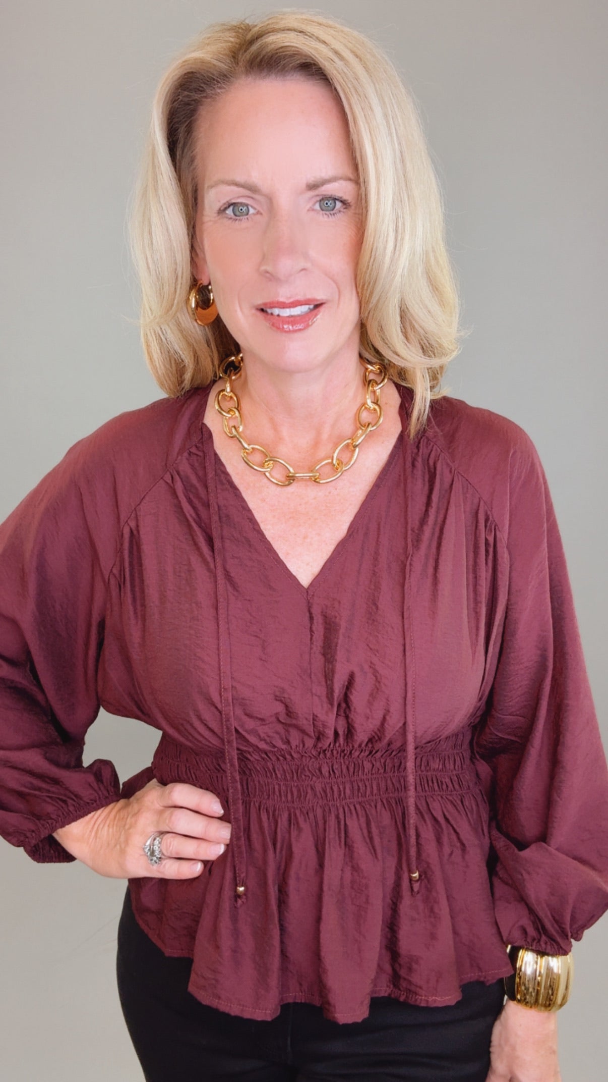 The Haven Blouse (burgundy)