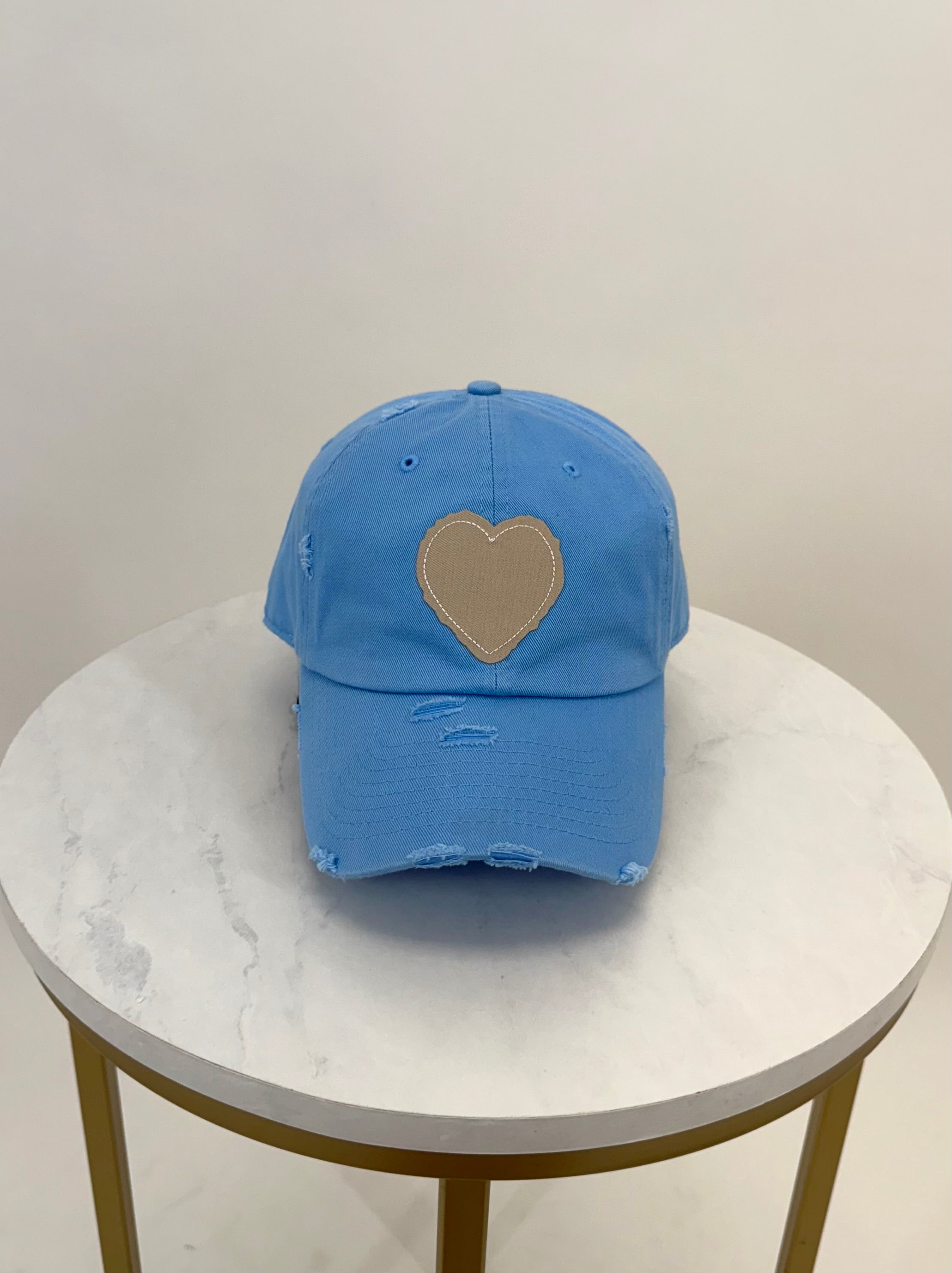 Heart Patch Lt Blue Hat