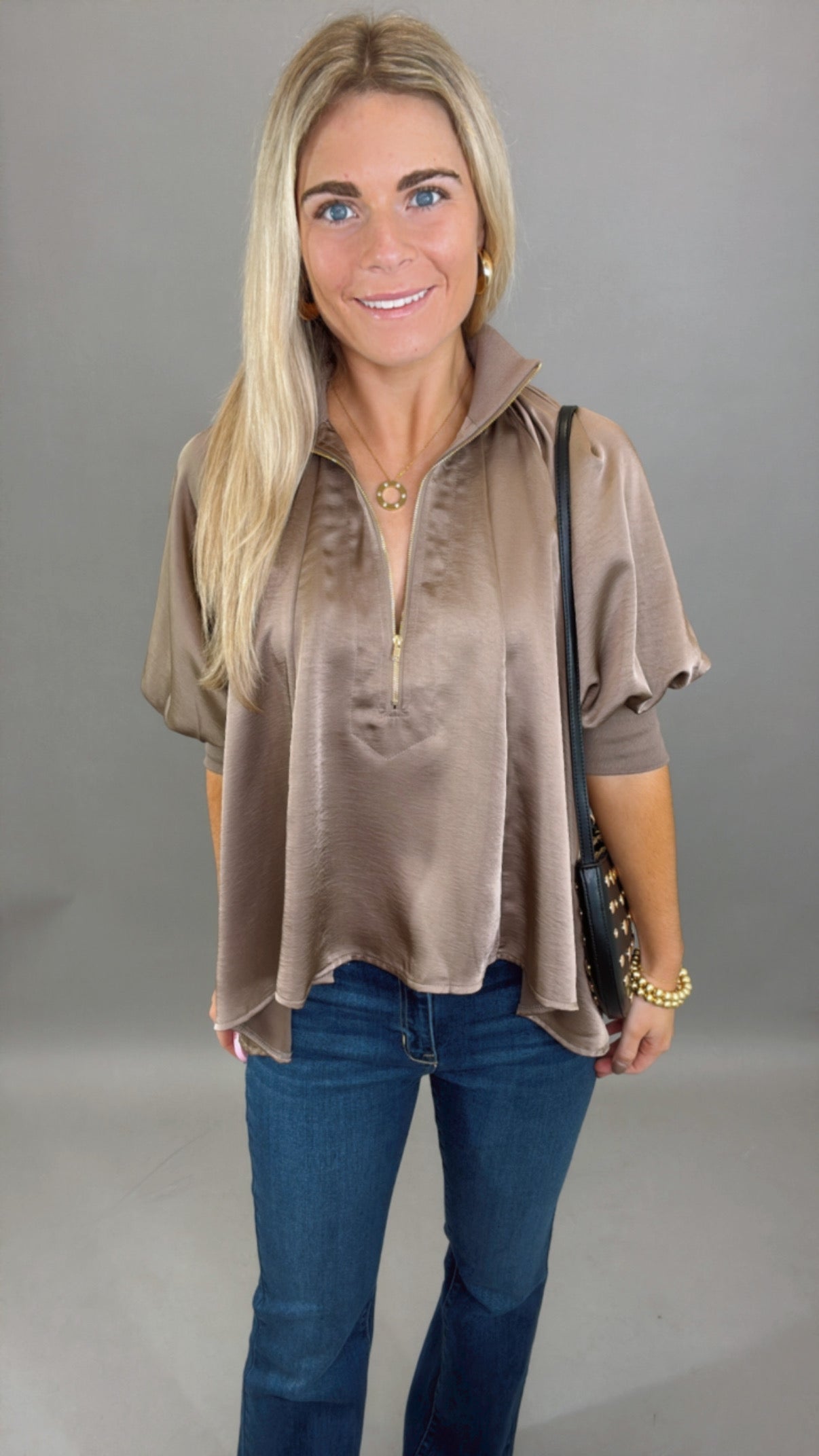 Zip Vogue Top (mocha)
