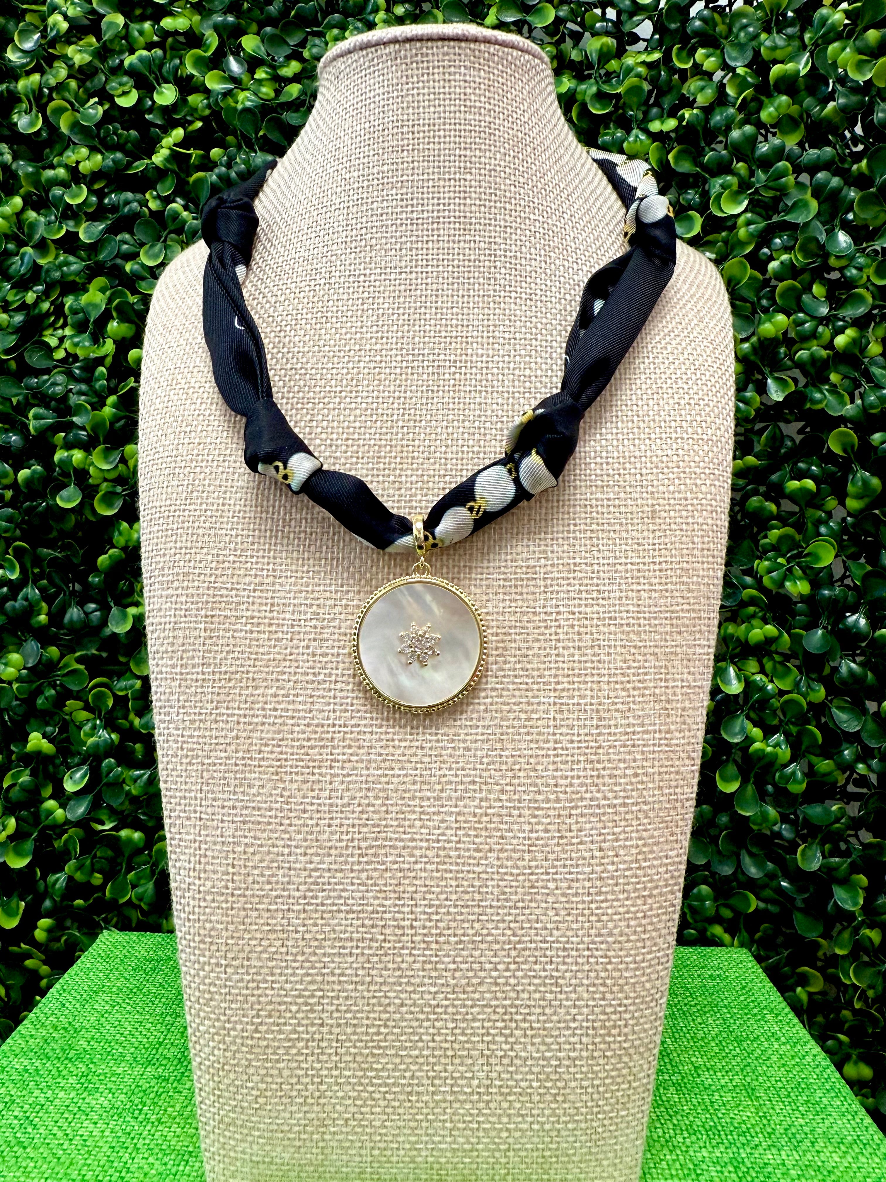 Midnight Medallion Scarf Necklace