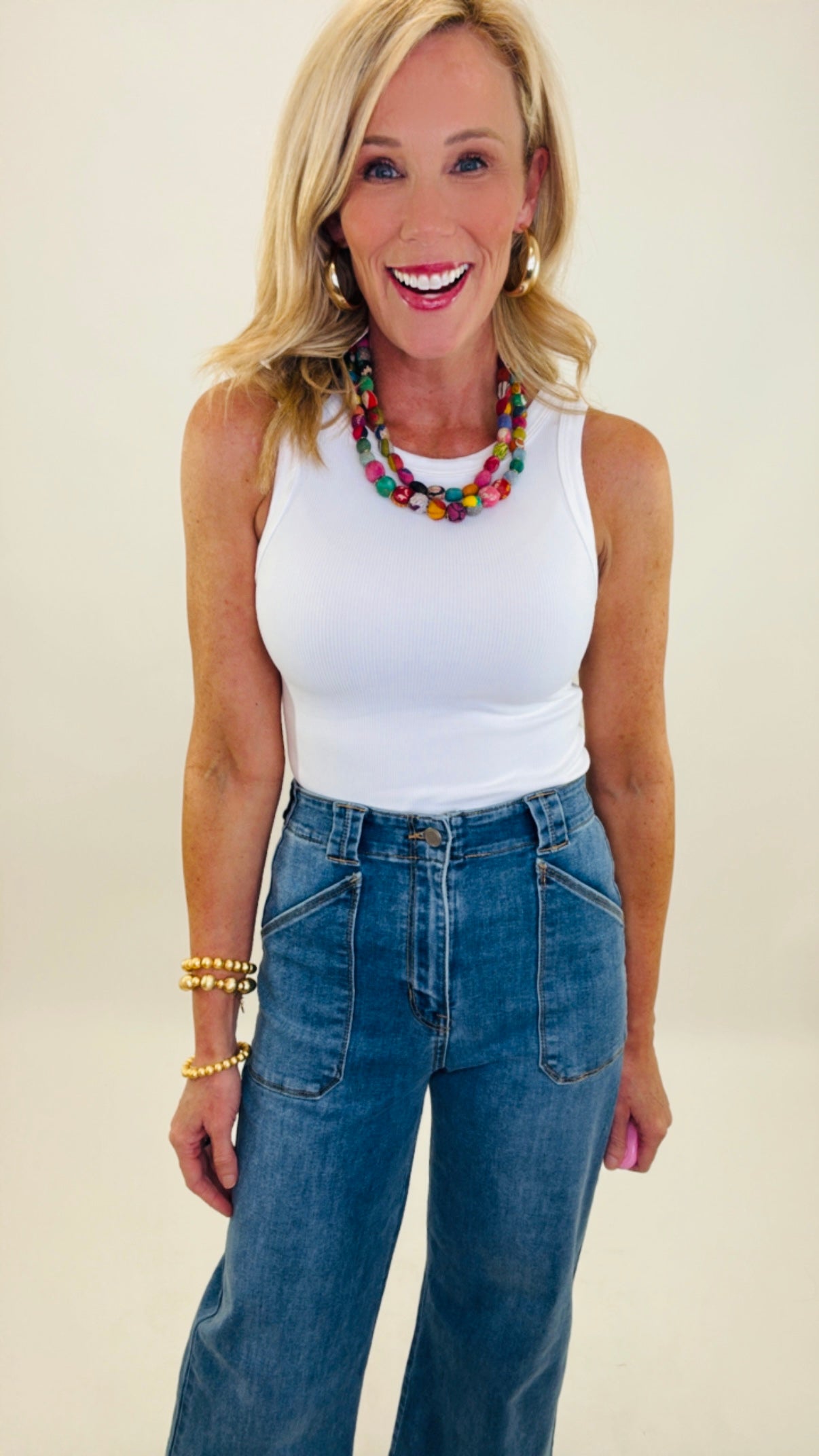 Reversible Ribbed Tank Top (white)