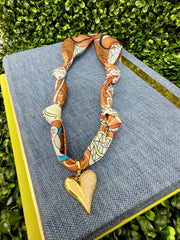 Golden Heartbeat Scarf Necklace