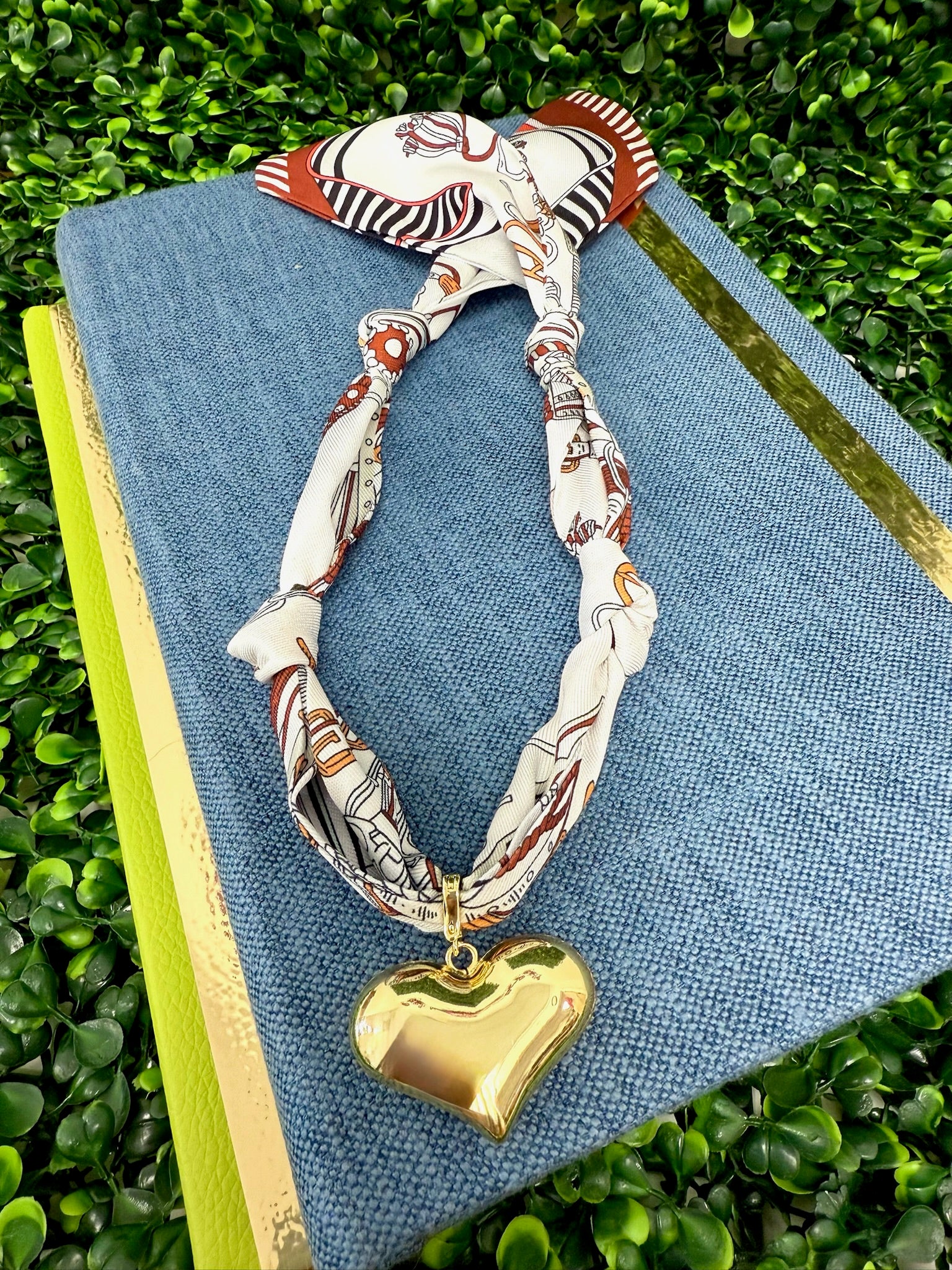 Bold Heart Scarf Necklace