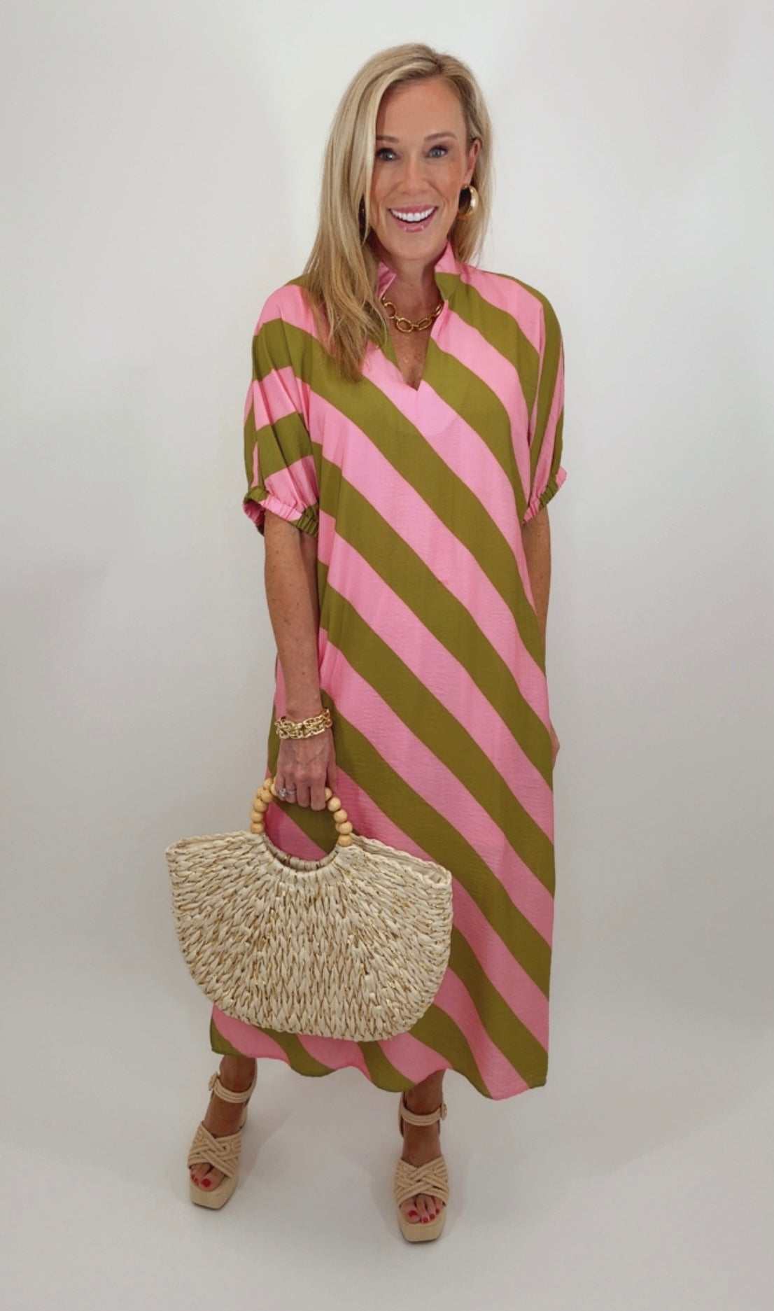 Pink Palm Avenue Midi Dress