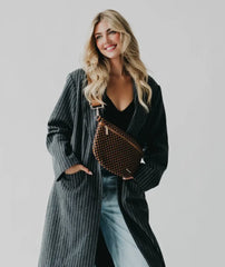 Woven Bum Bag (check coffee)