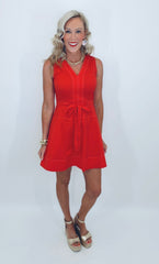 In Stitches Dress (red)