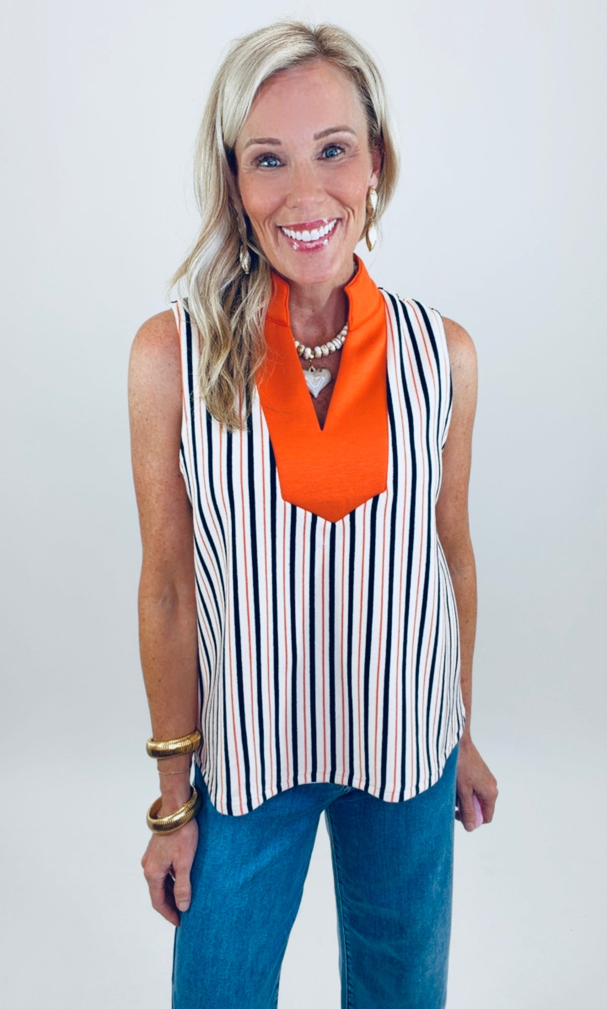 Downtown Stripe Top (orange)