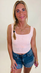 Lace Square Crop Top (peachy pink)