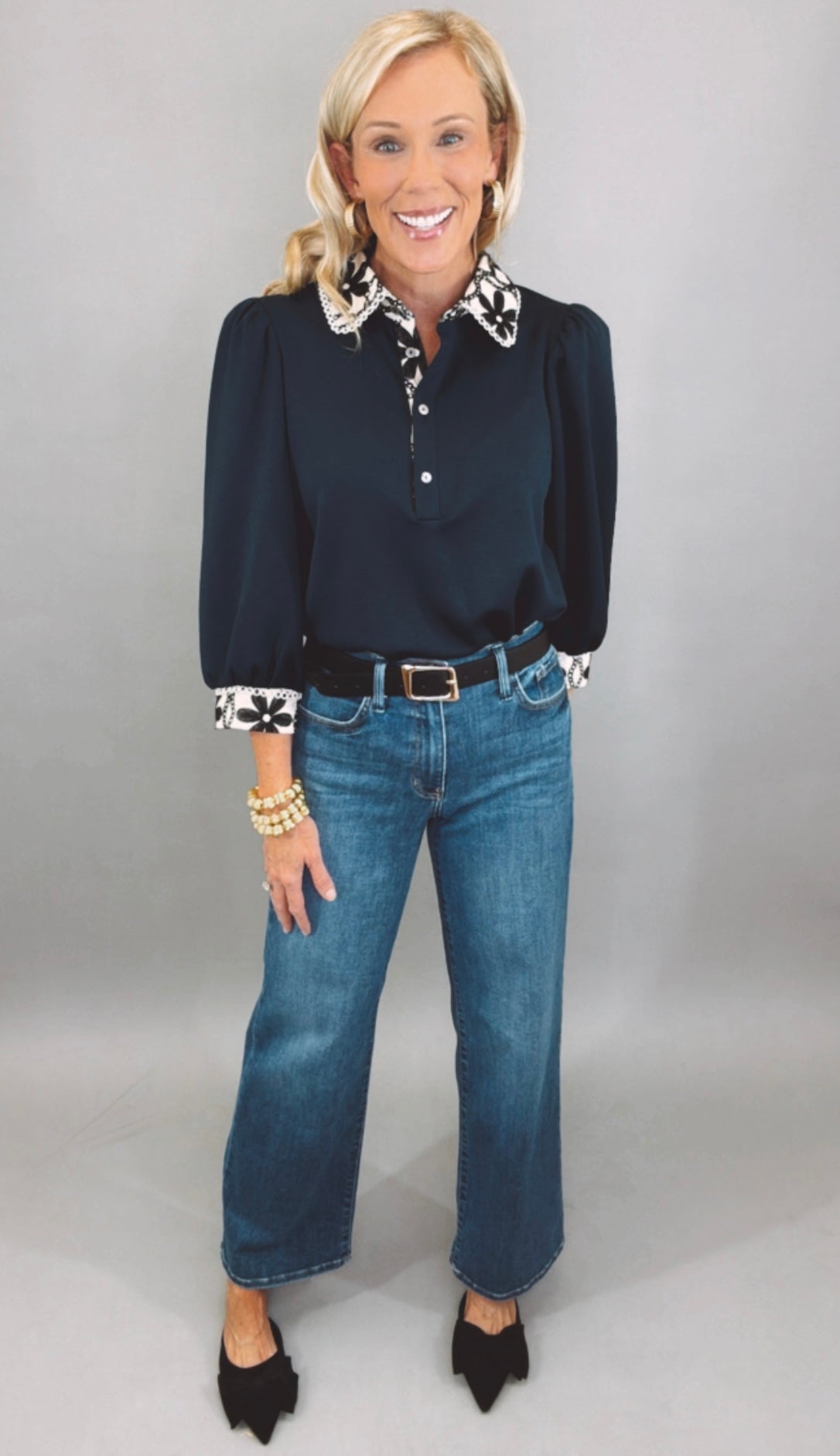 Collar Me Cute Top (navy)