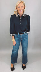 Collar Me Cute Top (navy)