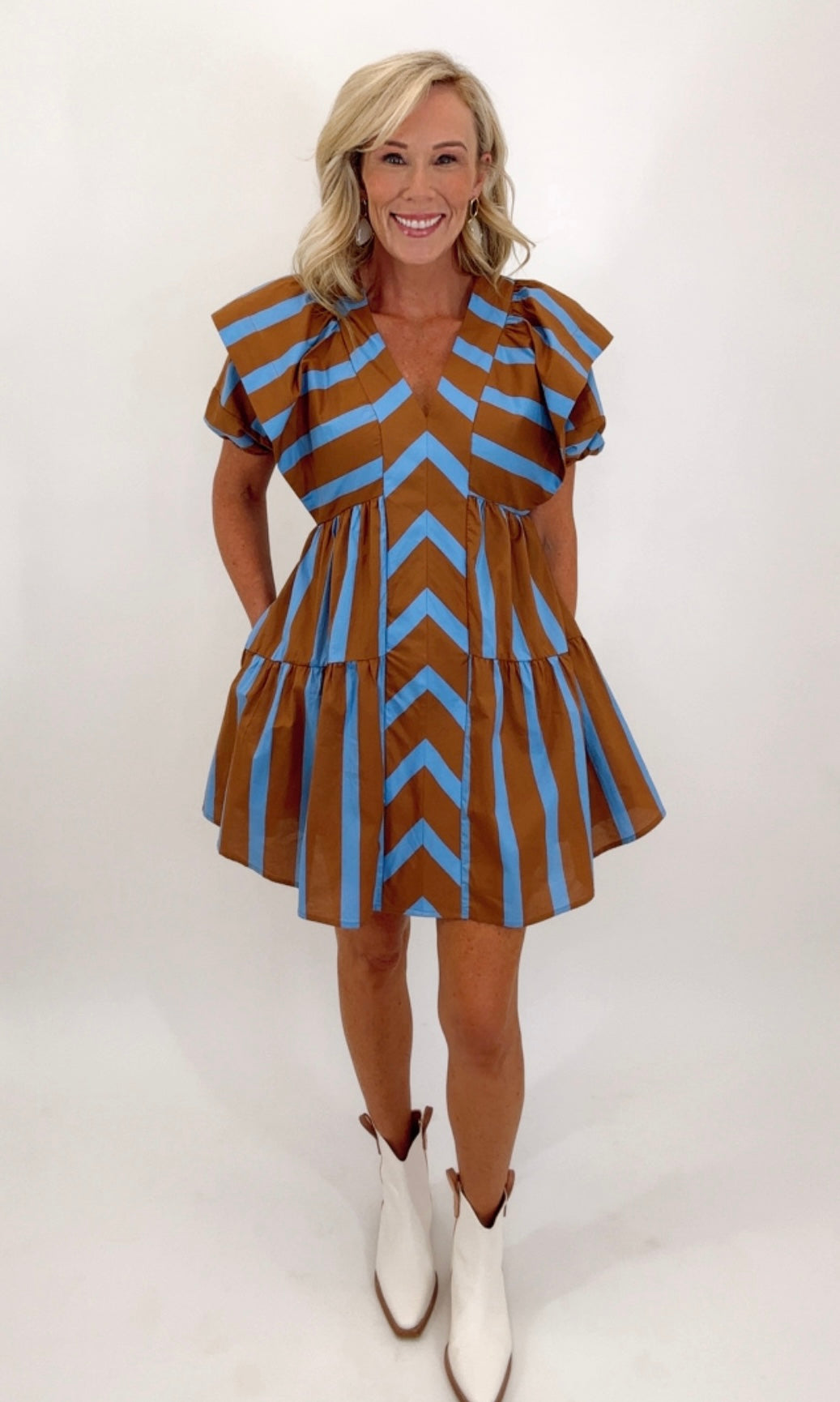 Mixed Line Dress (brown)