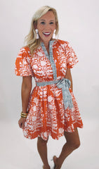 Garden Stripe Pop Dress (orange)