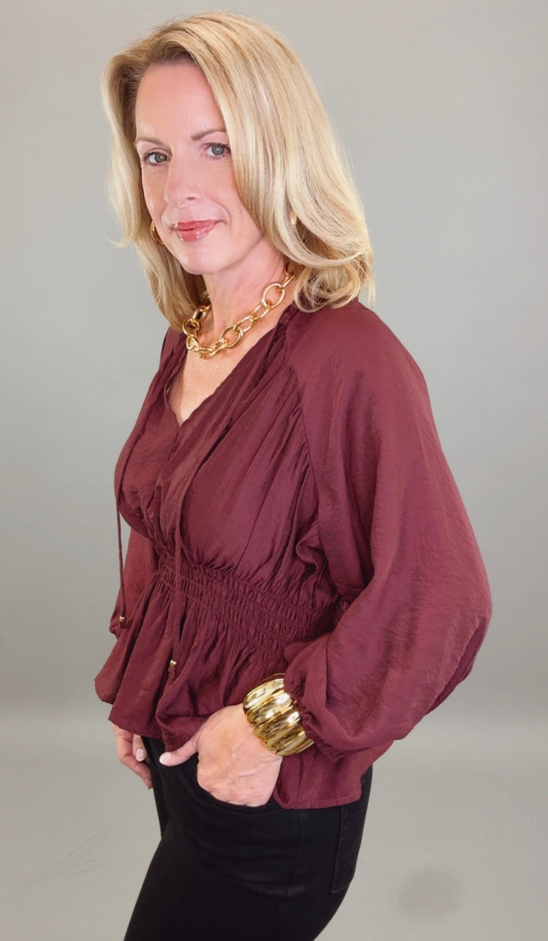 The Haven Blouse (burgundy)