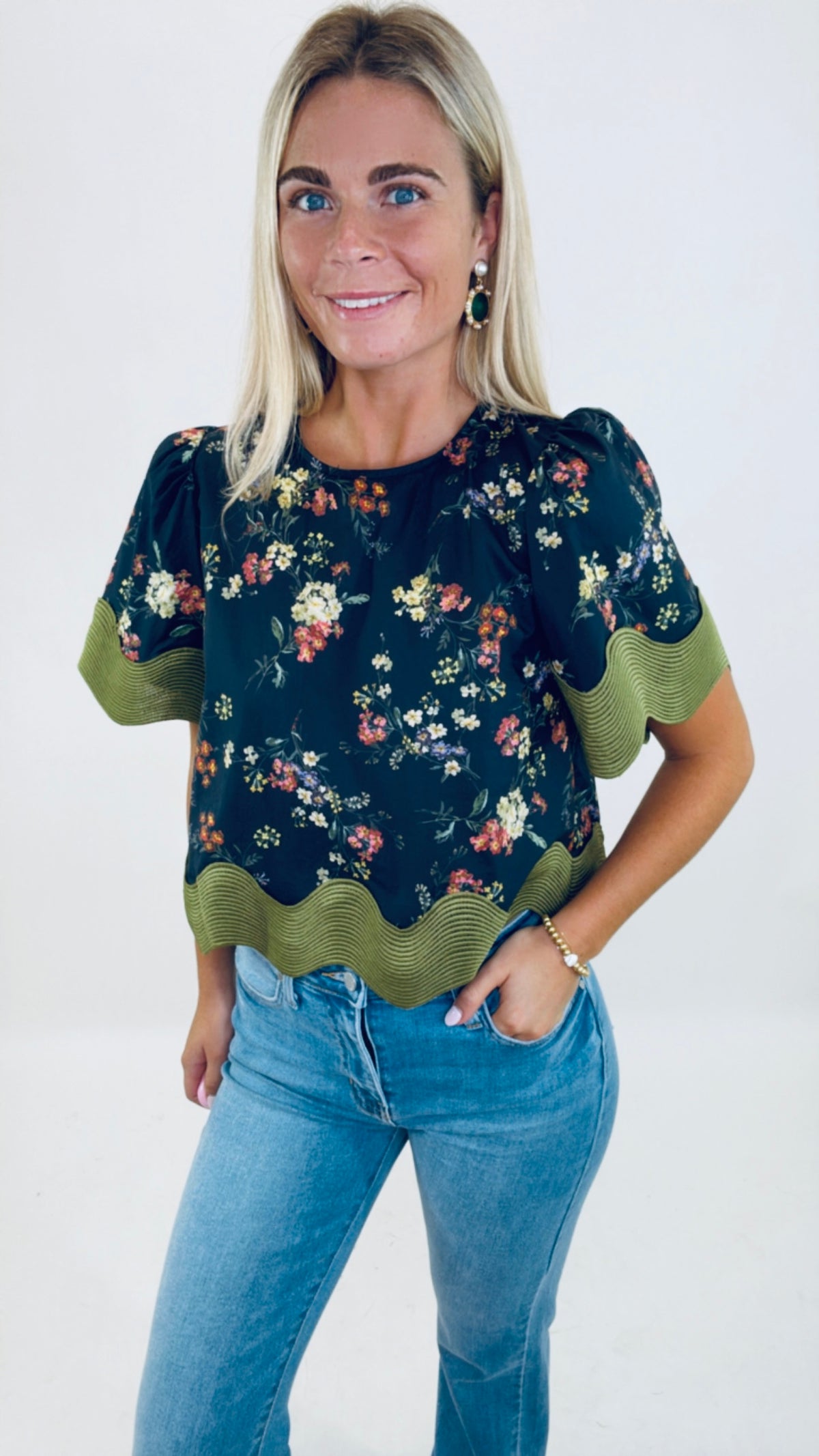 Olive Bloom Top