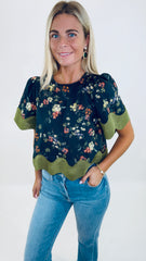 Olive Bloom Top