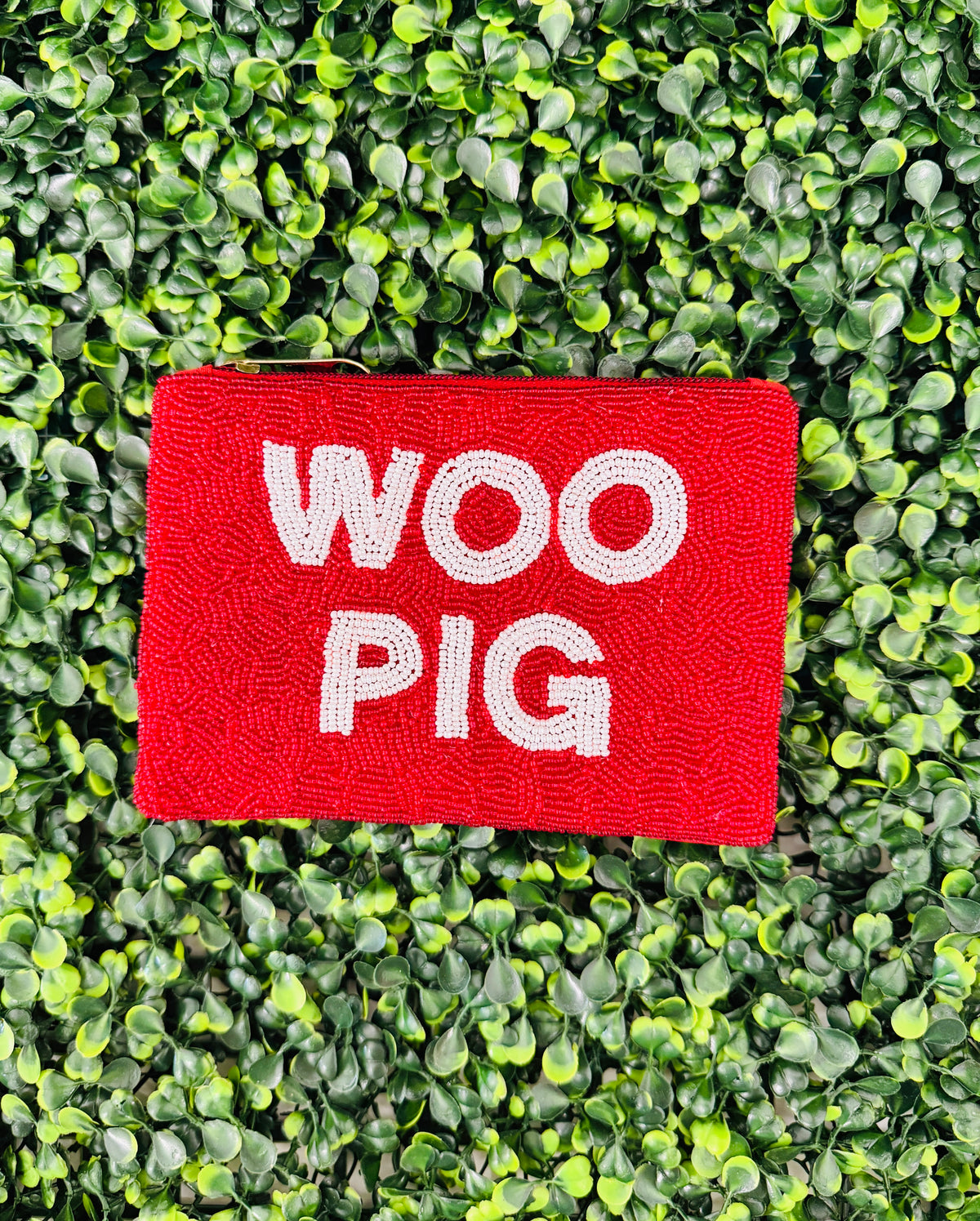 Woo Pig Beaded Pouch