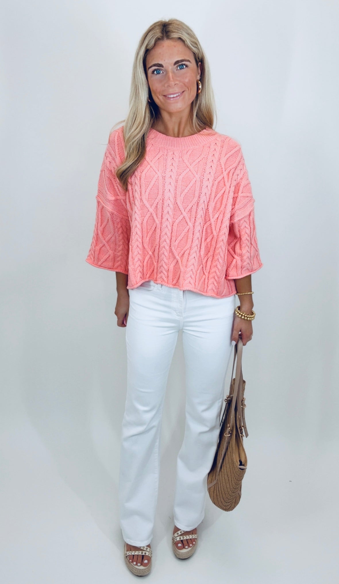 First Class Cable Knit (coral)