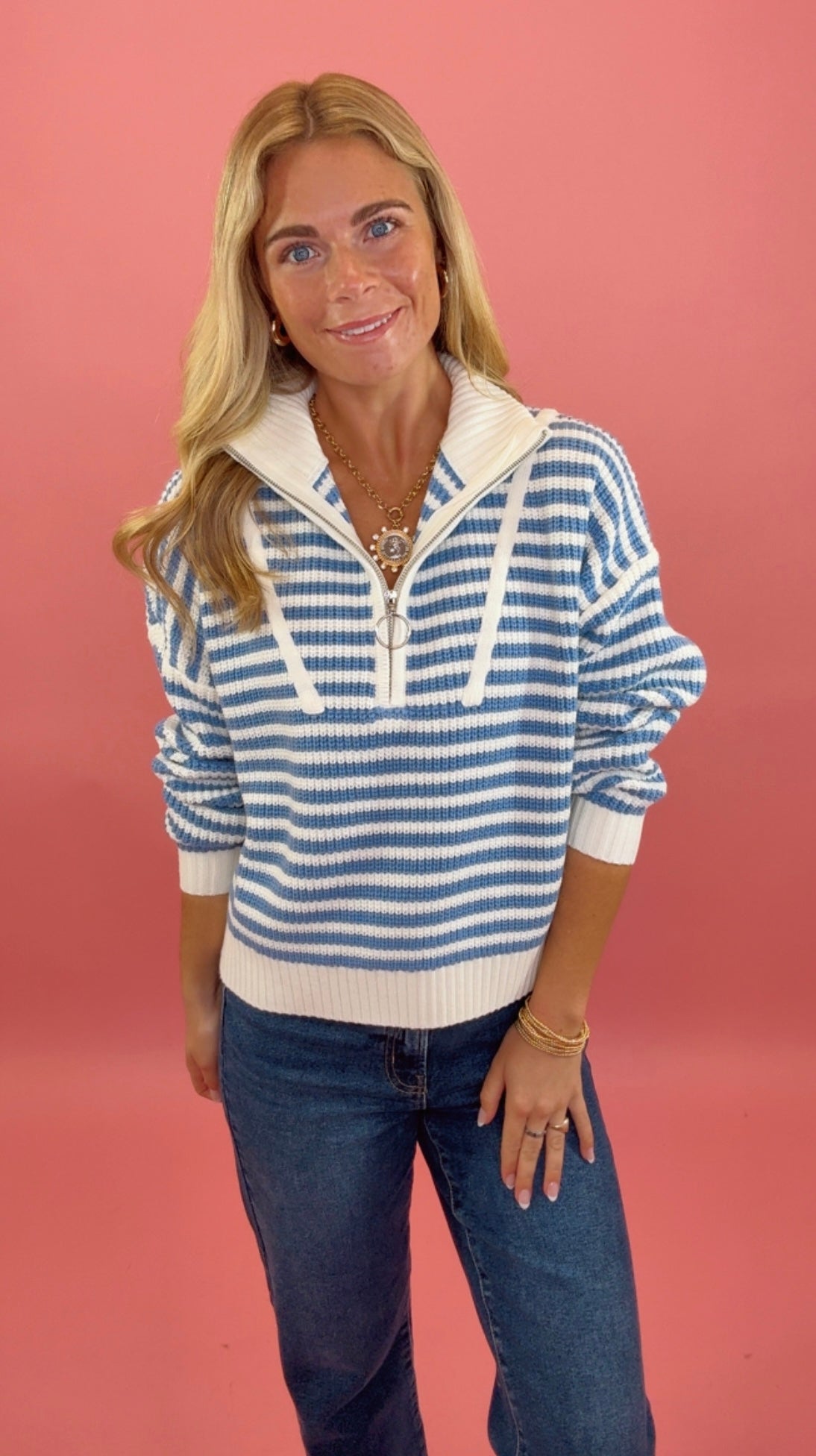 Bayside Stripe Quarter Zip