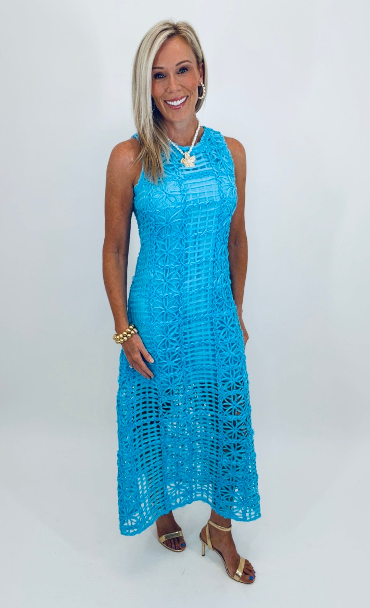 Aquamarine Lace Midi Dress