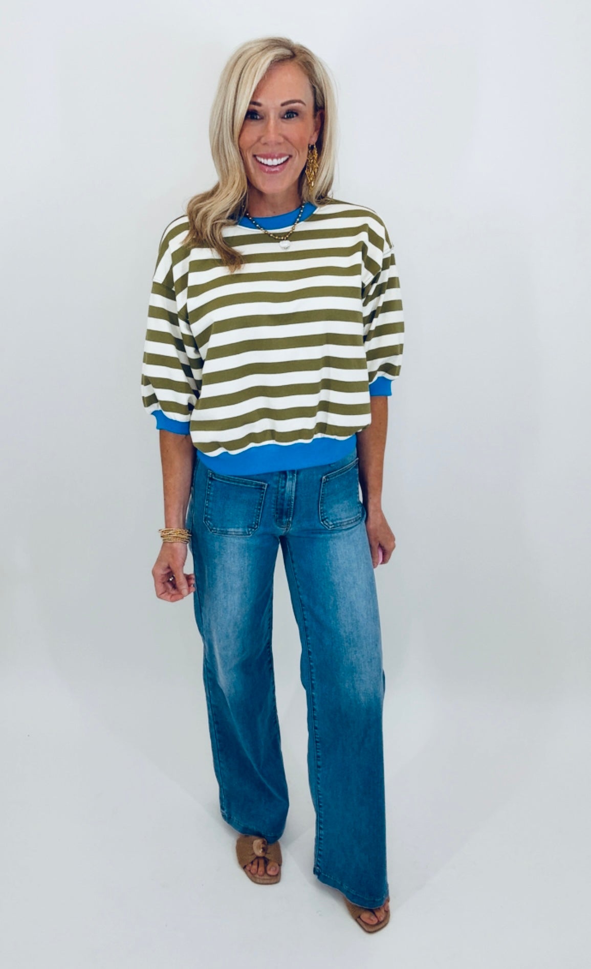 Carefree Stripe Top (olive)