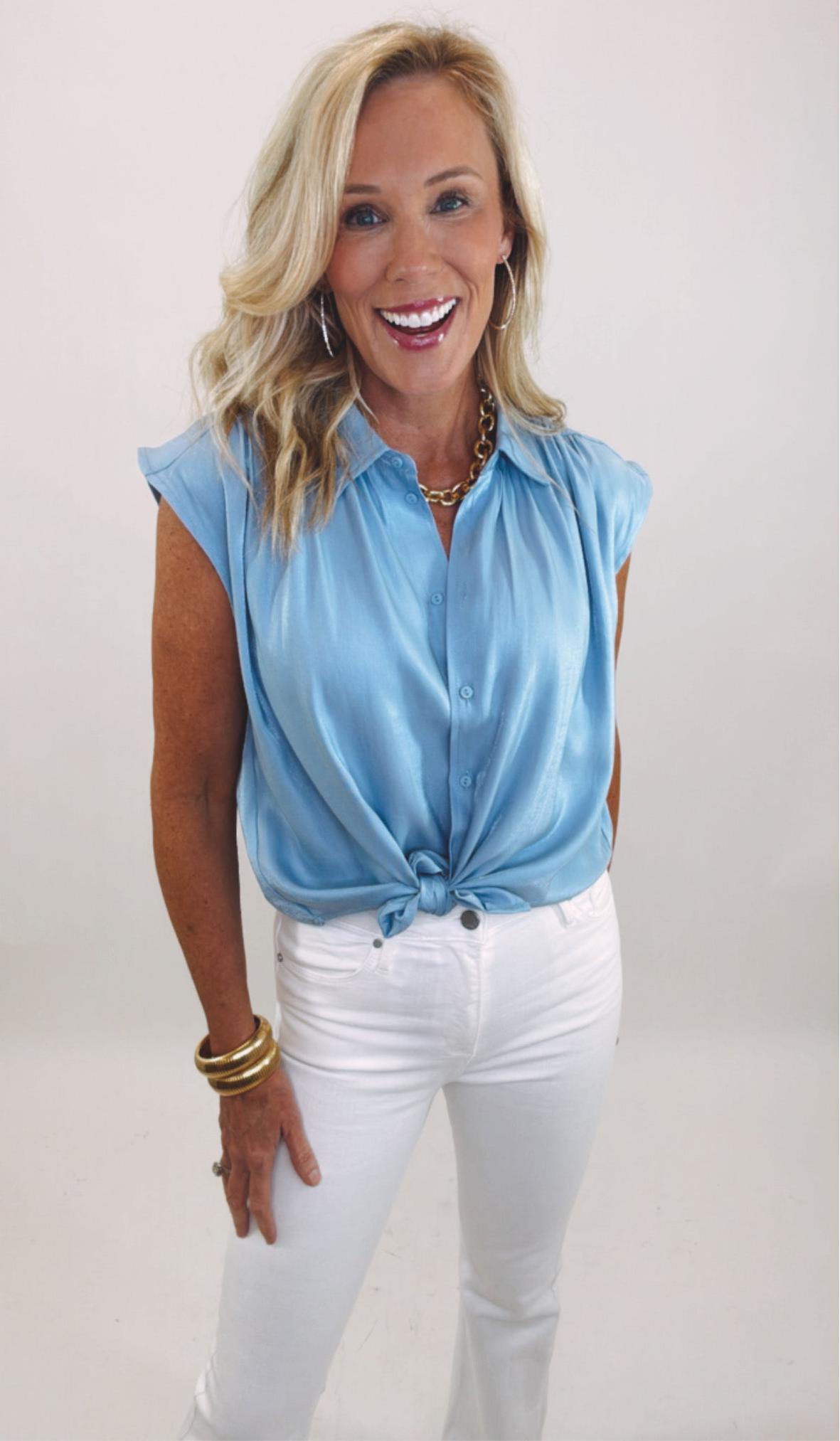 Periwinkle Pop Button-Up