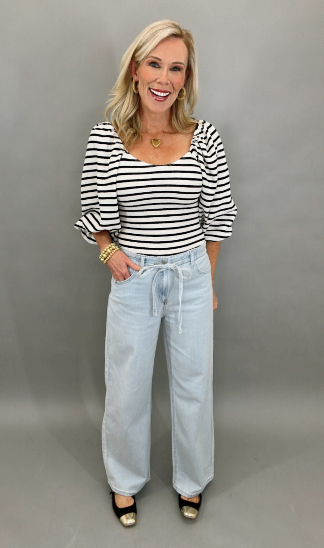 Drawstring Wide Leg Jean