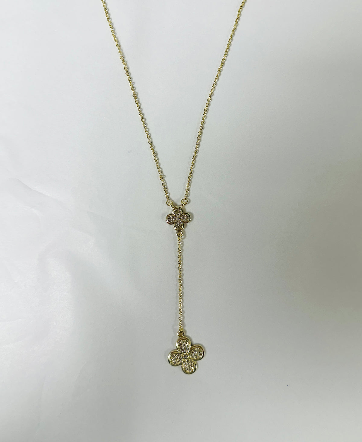 Gold Clover Drop Necklace