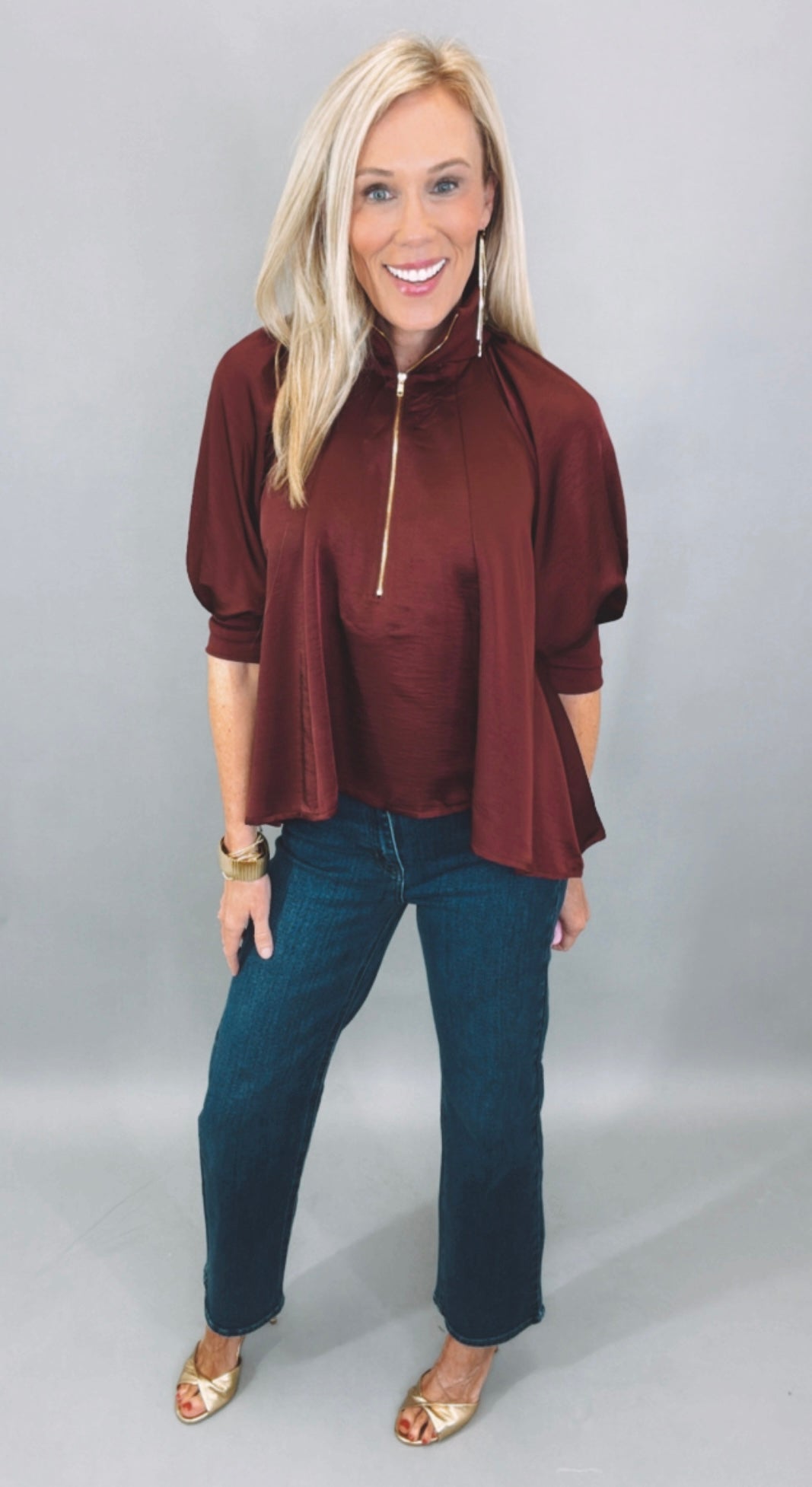Zip Vogue Top (burgundy)