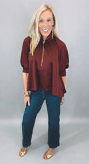 Zip Vogue Top (burgundy)
