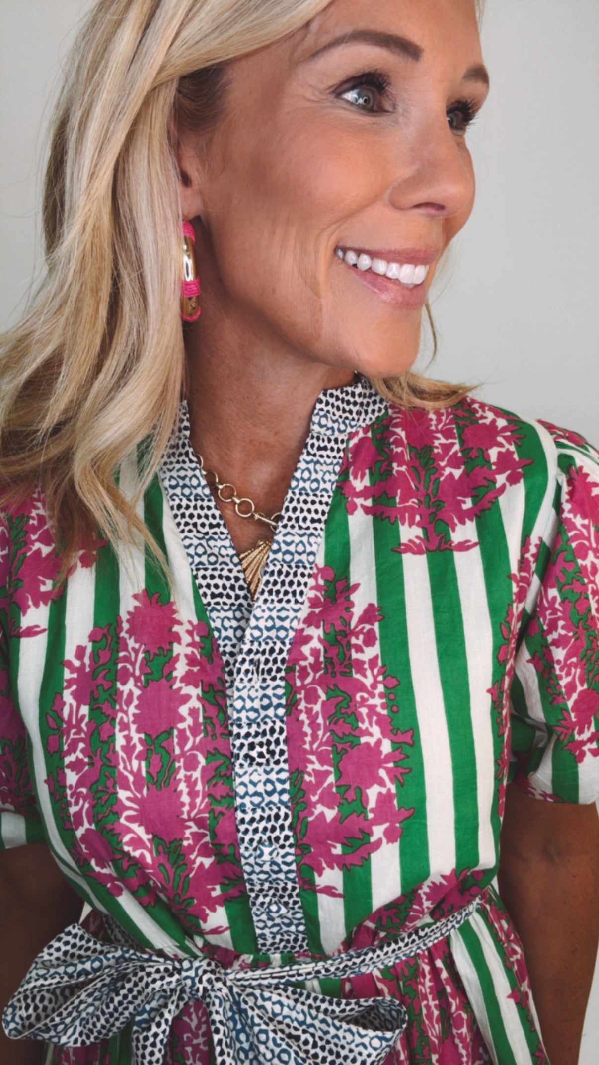 Garden Stripe Pop Dress (green)