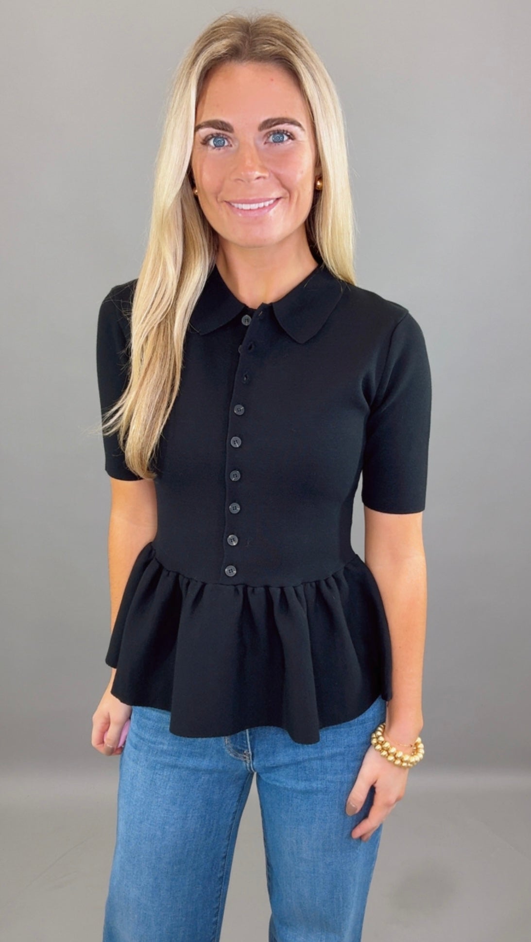 Polished Peplum Knit Top