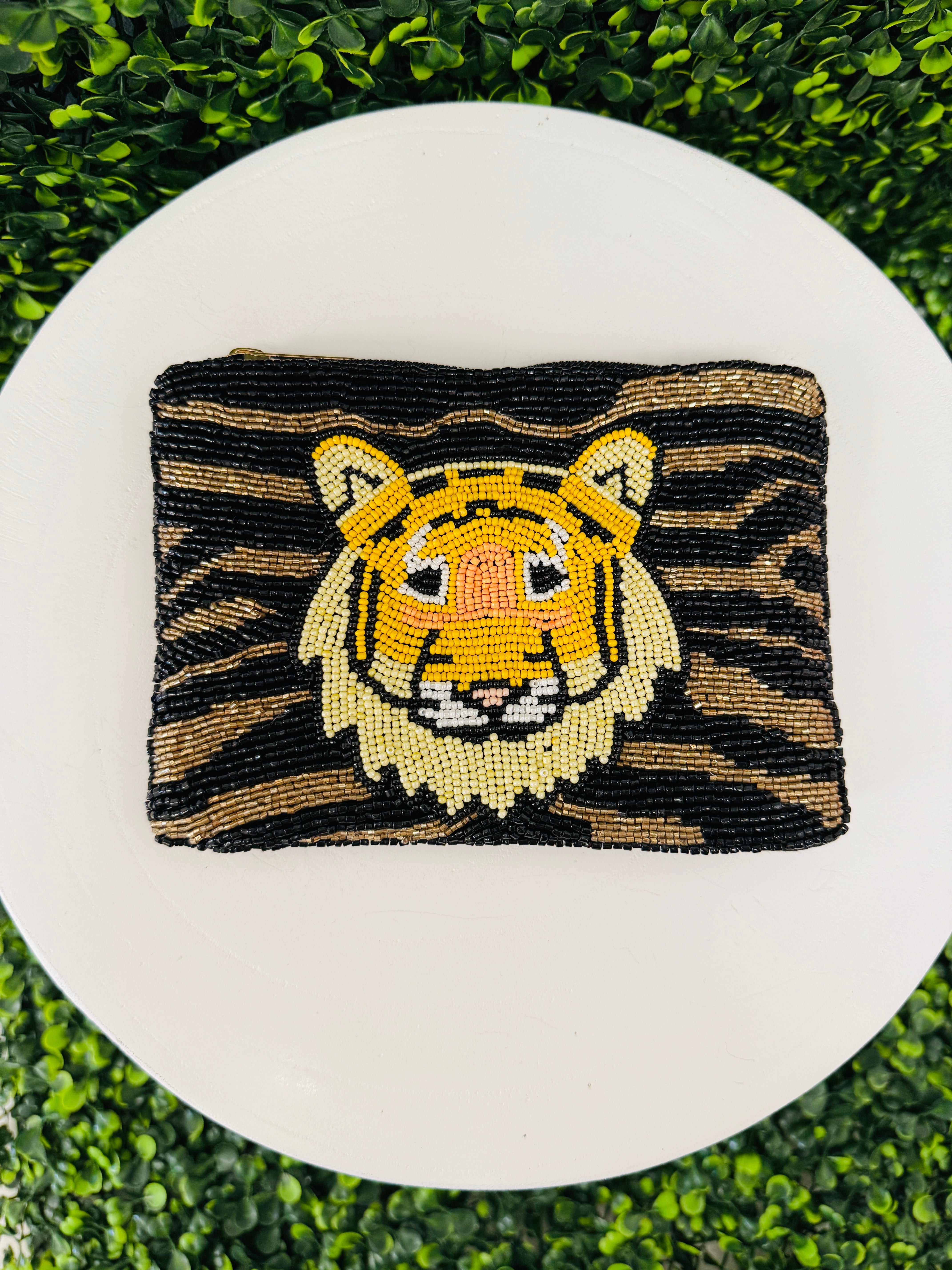 Tiger Beaded Pouch