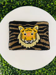 Tiger Beaded Pouch
