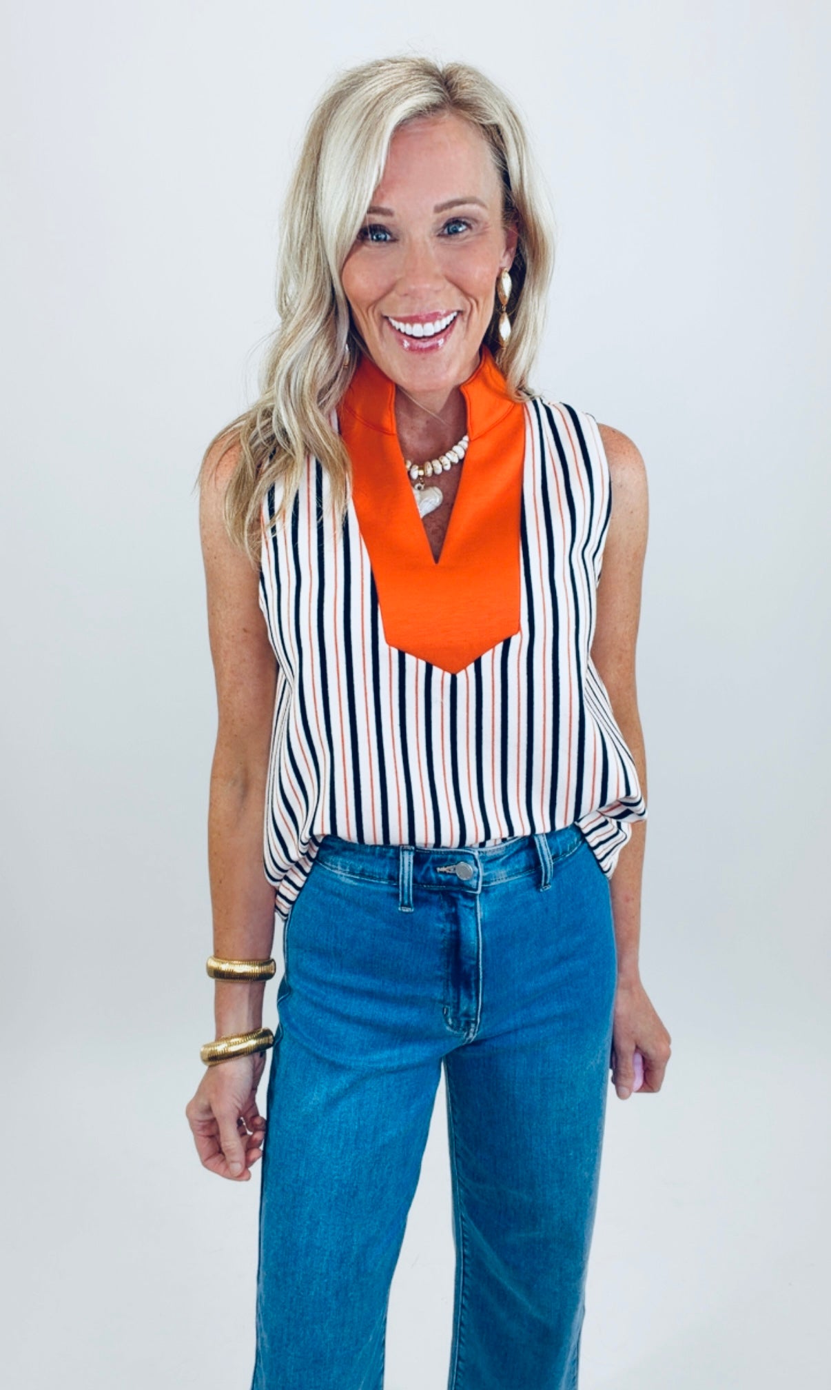 Downtown Stripe Top (orange)