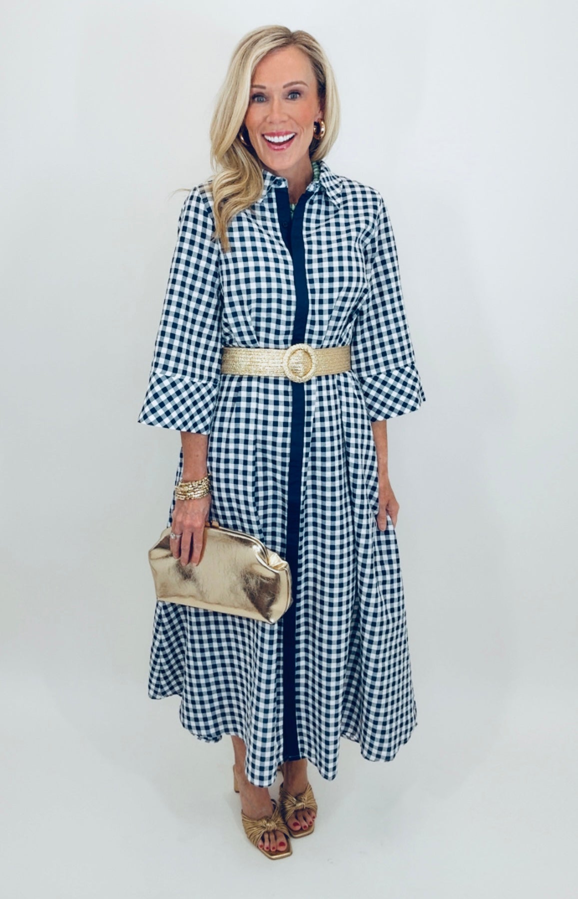 Checked & Collected Dress (navy)