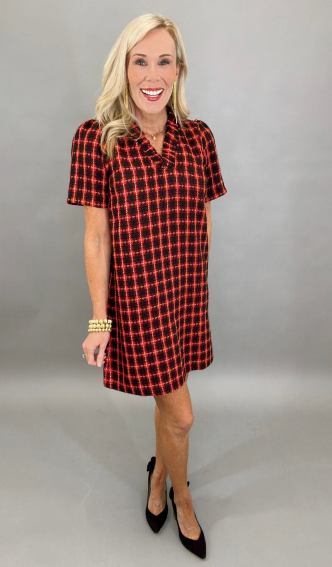 Timeless Tweed Dress (red)