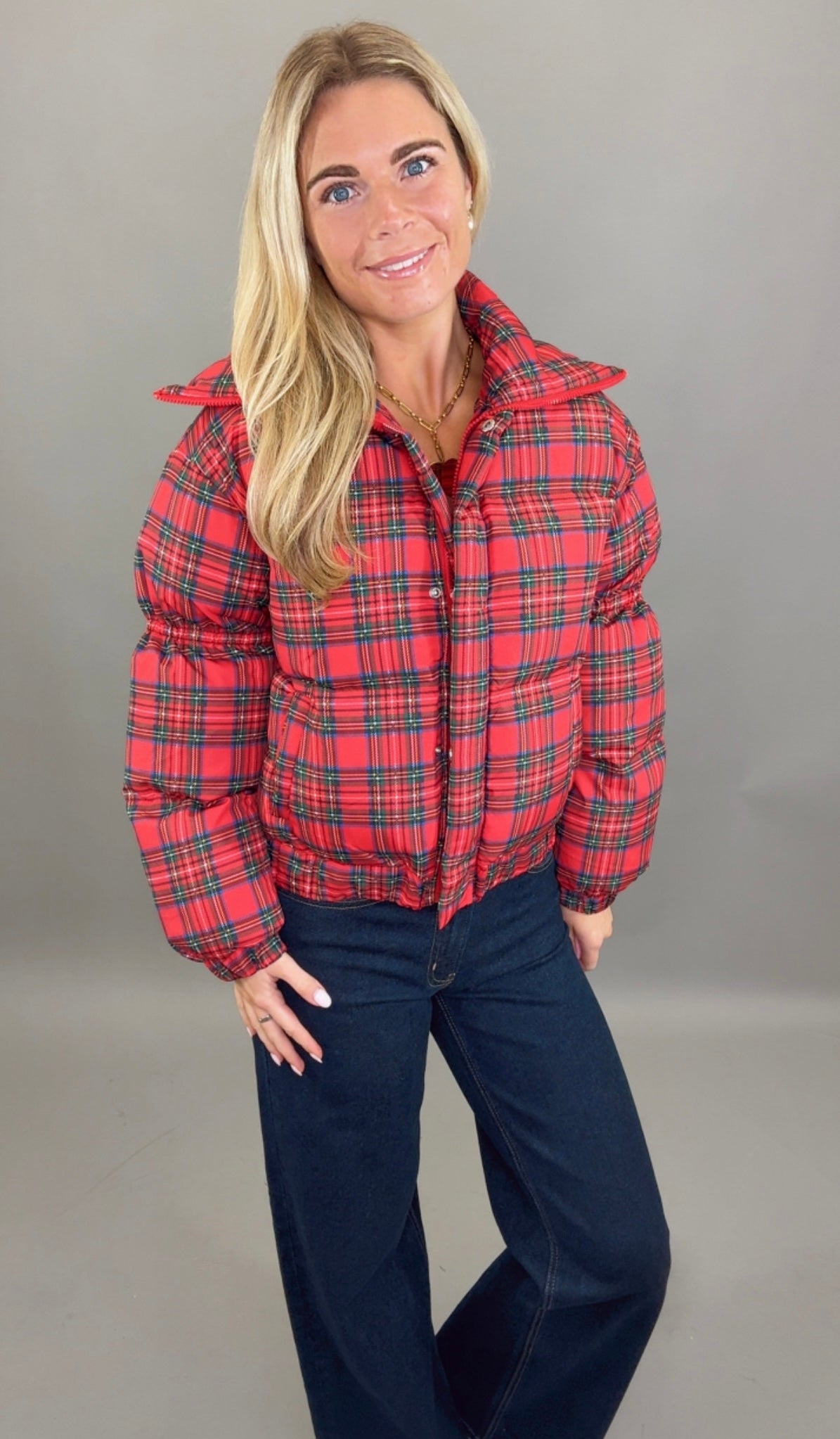 Holly Lane Plaid Puffer
