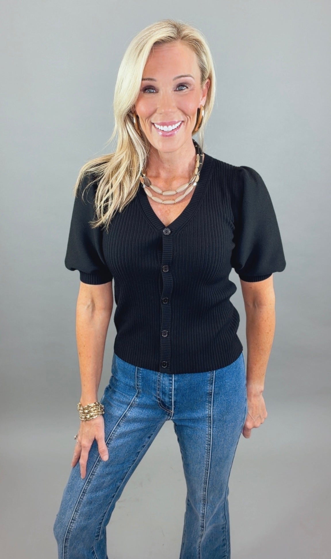 Posh Puff Cardigan (black)
