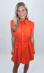 Cinched & Styled Dress (orange-red)