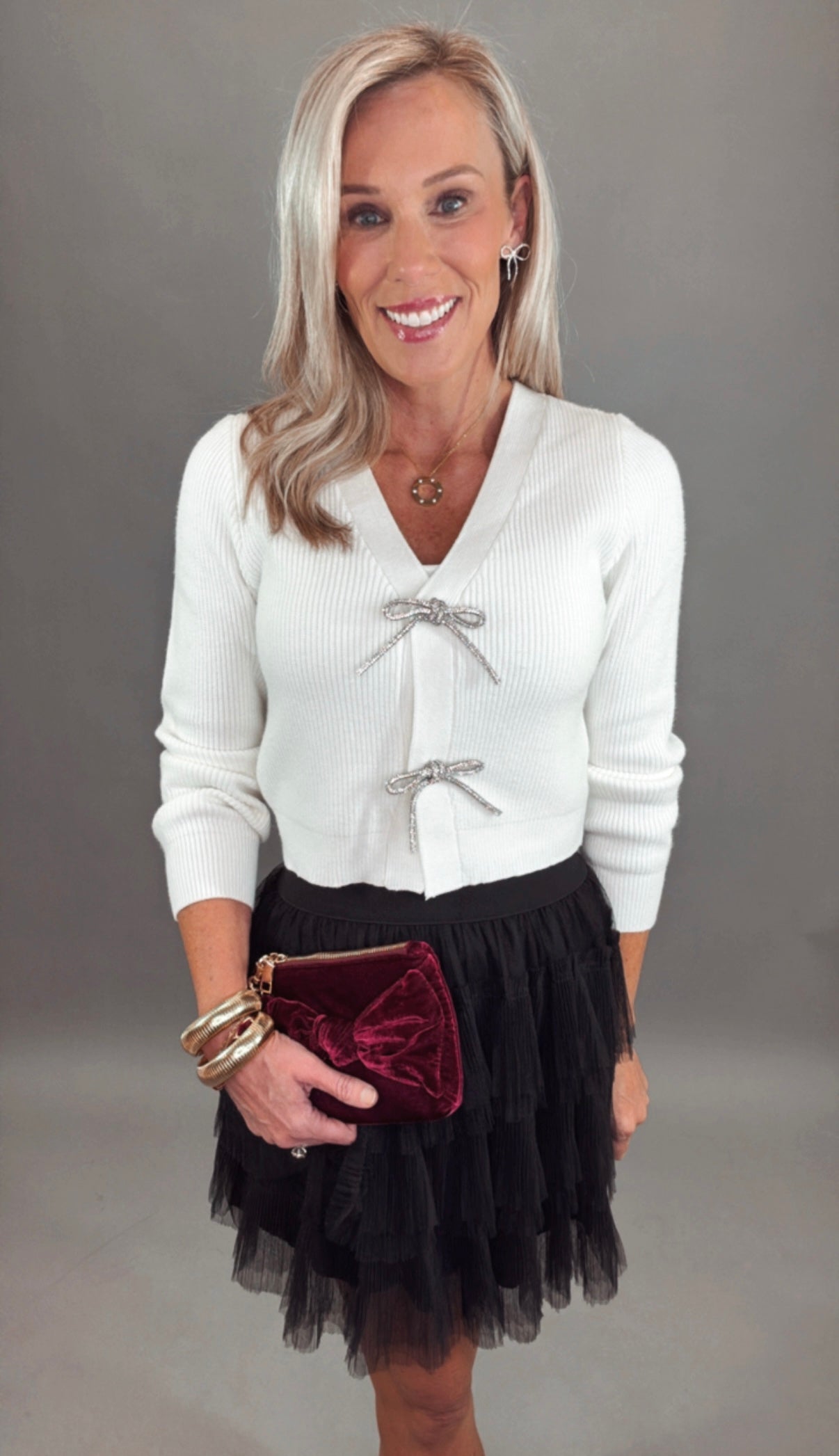 Starlit Bow Cardigan (cream)